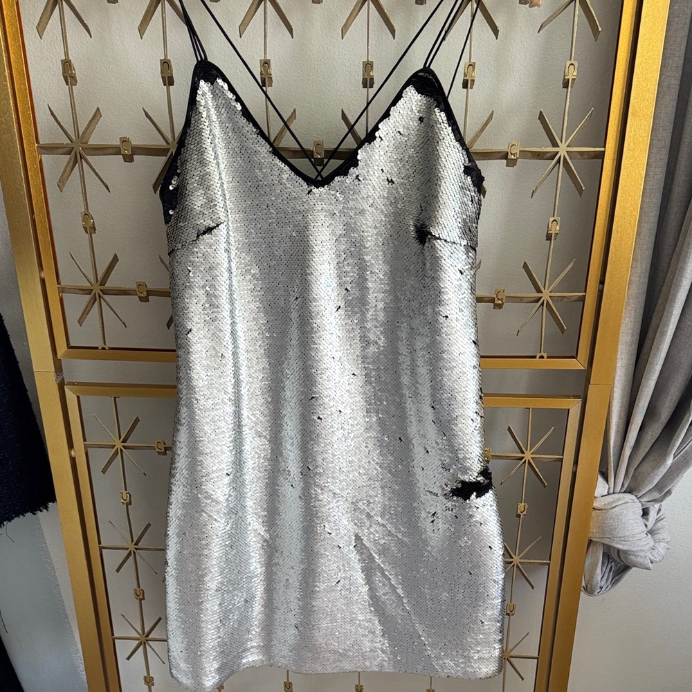 ASOS Silver Sequin Mini Dress